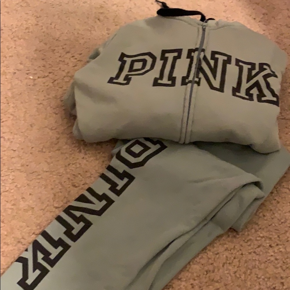 Blue kind of green and black brand pink sweatsuit